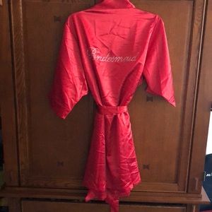 Red satin bridesmaid robe